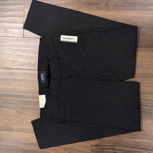 Old Navy Black and White Polka Dot Work Pants Striaght Leg Ankle Pixie